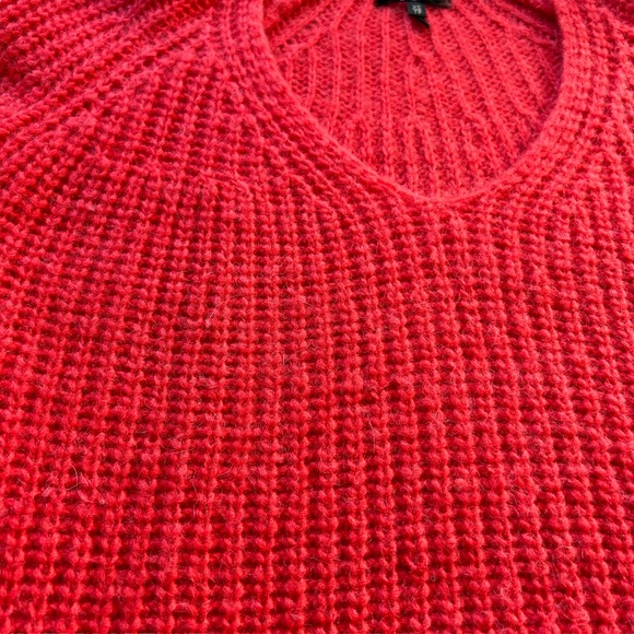 Rag & Bone Joseph V neck wool blend  chunky knit sweater red orange oversized XS - Picture 7 of 9